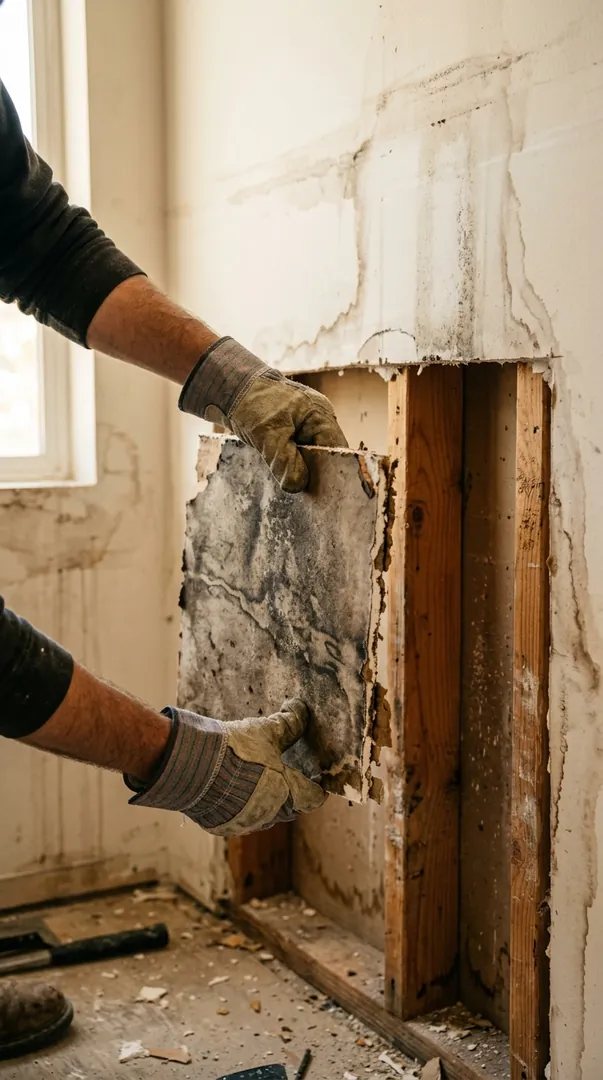 Cutting out wet drywall